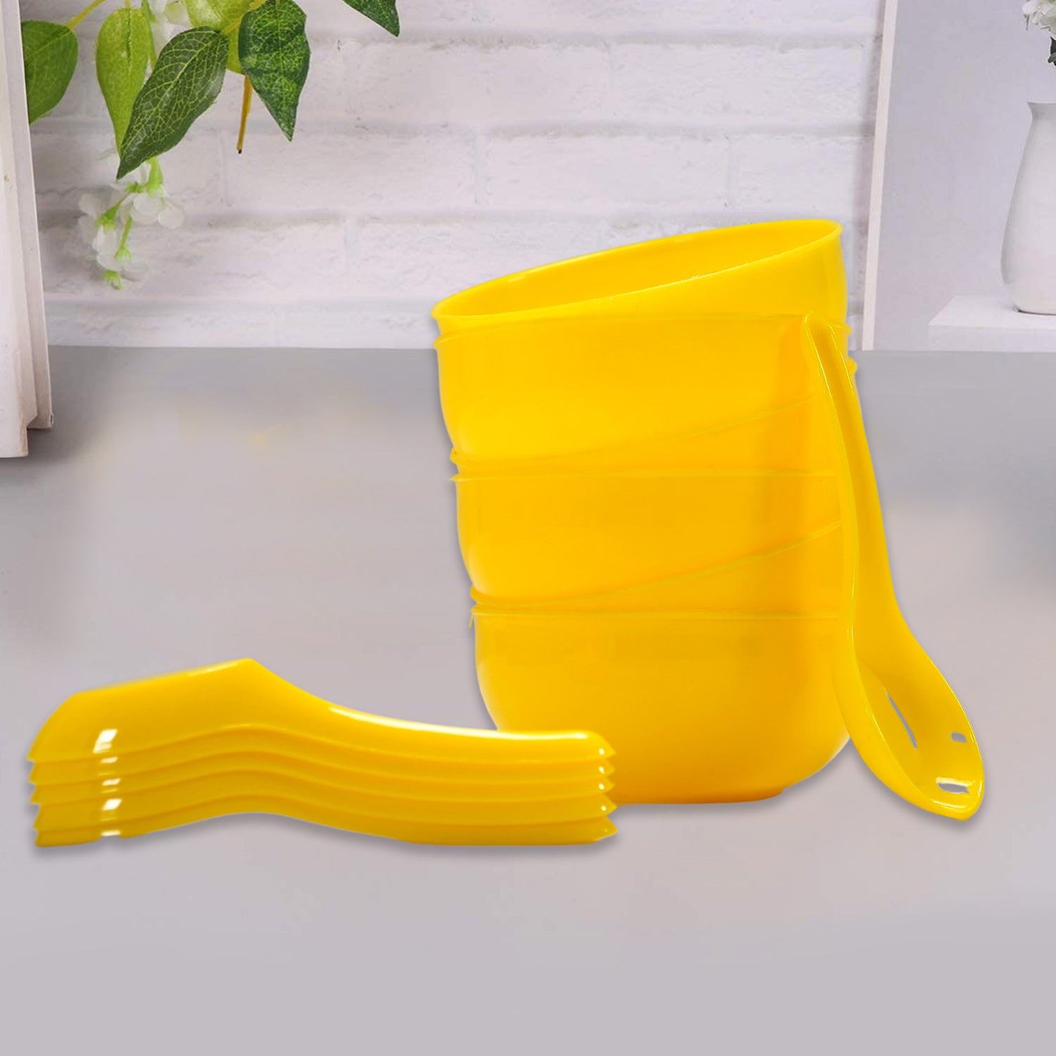 5105 Soup Bowl Spoon Set Plastic For Kitchen  Home Use 5105 Soup Bowl Spoon Set Plastic For Kitchen  Home Use